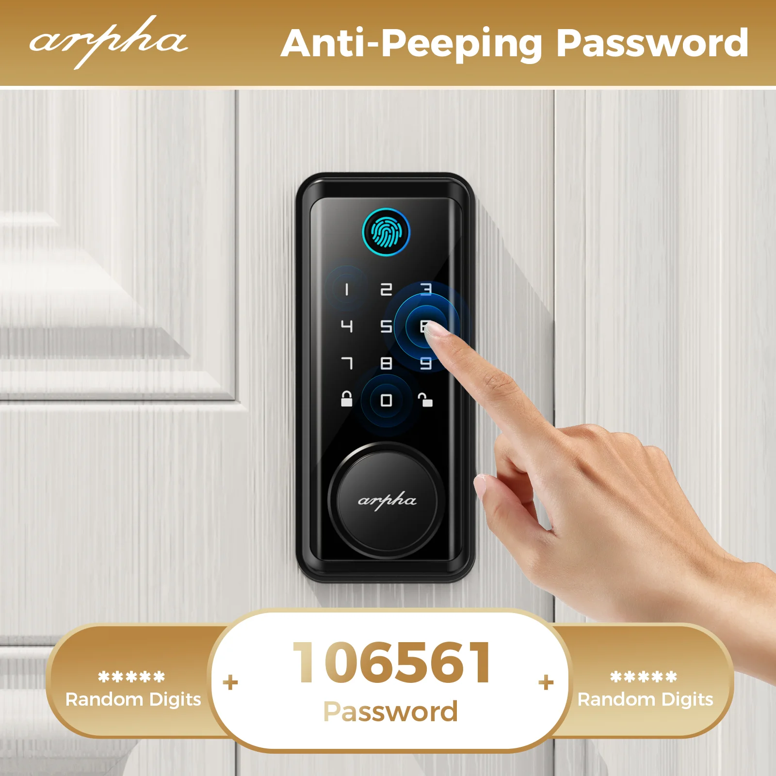 Arpha D601 Electronic Keypad Deadbolt Lock with Fingerprint Unlock APP Control - Image 4