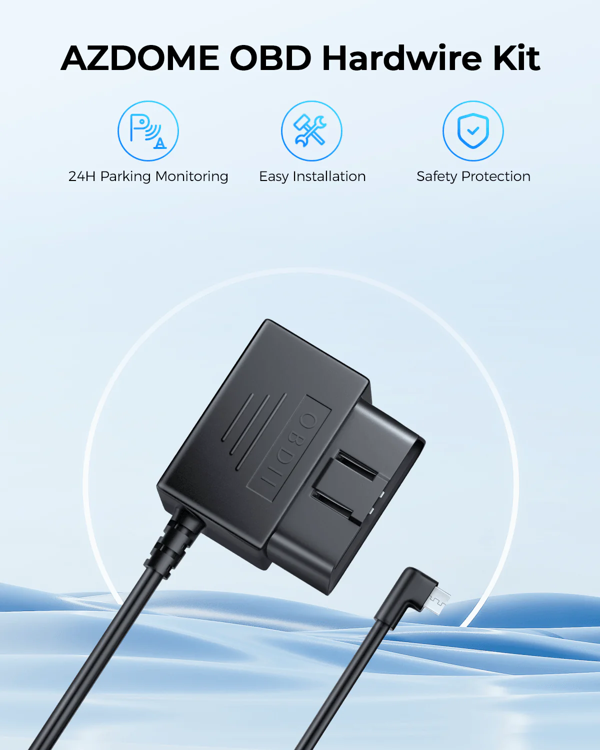 AZDOME OBD Hardwire Kit Mini USB Port, Support Parking Mode, 11FT 12V-24V to 5V for Dash Cam with Mini USB Port, Low Voltage Protection - Image 6