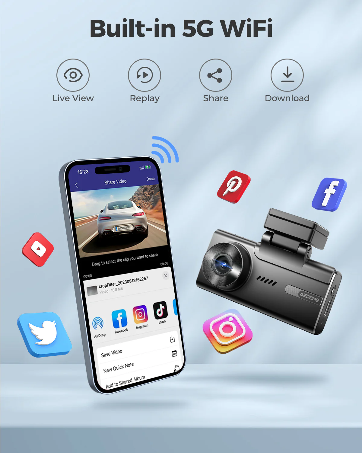AZDOME M580 3CH Dash Cam 5K with 4" Touch Screen IR Night Vision 24H Parking Mode - Image 4
