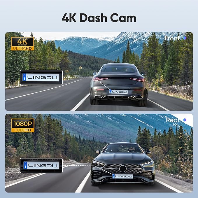 LINGDU D600 2CH Dash Cam 4K with 0.96" Screen Voice Control 24H Parking Mode - Image 3