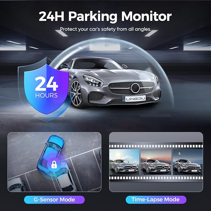 LINGDU D600 2CH Dash Cam 4K with 0.96" Screen Voice Control 24H Parking Mode - Image 7